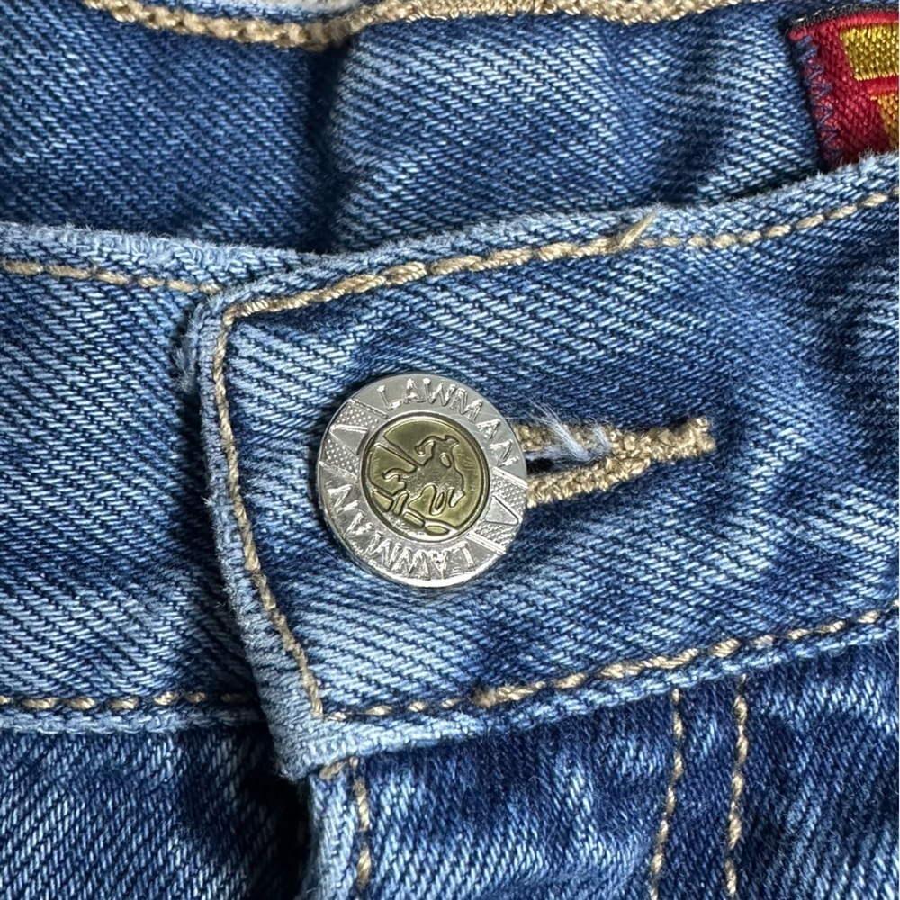 Vintage Lawman Western 90s Jeans blue denim 9 26 2 cowboy unique cotton scallop - Picture 5 of 11